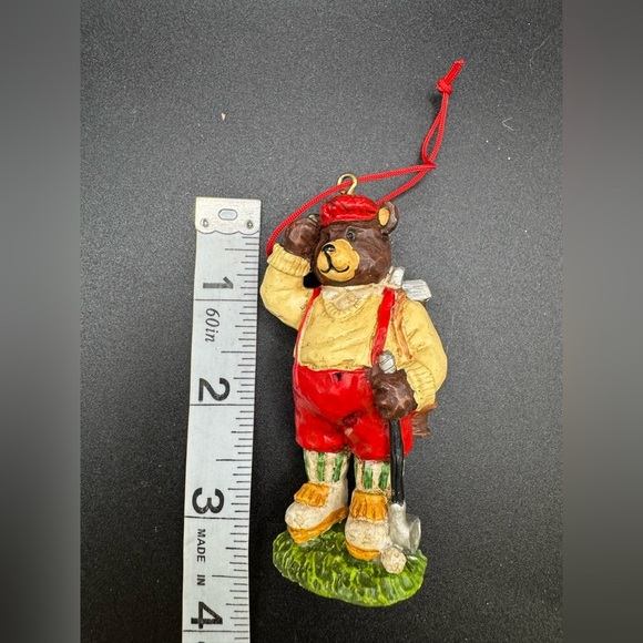 VTG Resin Or Ceramic Golfer Bear Christmas Ornament - Picture 2 of 3